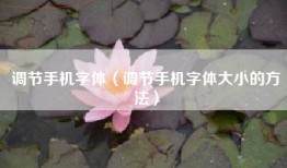 调节手机字体（调节手机字体大小的方法）