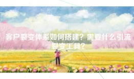 客户裂变体系如何搭建？需要什么引流裂变工具？