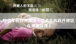 安卓手机双开微信（安卓手机双开微信在哪里设置）