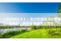 《我们的日子》：东方宏放弃当红歌星的身份，并不全是因为王雪花