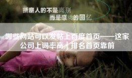 哪些网站可以发帖上百度首页——这家公司上词率高｜排名首页靠前