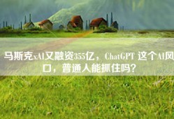 马斯克xAI又融资355亿，ChatGPT 这个AI风口，普通人能抓住吗？