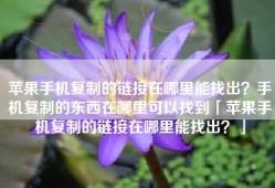 苹果手机复制的链接在哪里能找出？手机复制的东西在哪里可以找到「苹果手机复制的链接在哪里能找出？」
