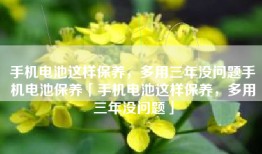 手机电池这样保养，多用三年没问题手机电池保养「手机电池这样保养，多用三年没问题」