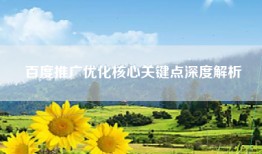 百度推广优化核心关键点深度解析