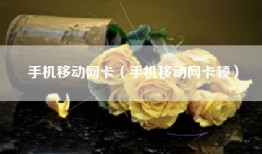 手机移动网卡（手机移动网卡顿）