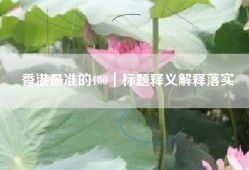 香港最准的100｜标题释义解释落实