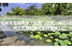马斯克批游戏业“觉醒”过度，成立AI游戏工作室欲重塑游戏辉煌？