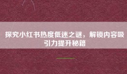 探究小红书热度低迷之谜，解锁内容吸引力提升秘籍