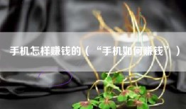 手机怎样赚钱的（“手机如何赚钱”）