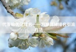 代发帖优化排名——为你揭秘排名引流方法