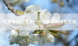 代发帖优化排名——为你揭秘排名引流方法