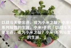 以战斗天使出道，成为小米之耻？小米9系列短暂的生涯。小米9手机「以战斗天使出道，成为小米之耻？小米9系列短暂的生涯。」