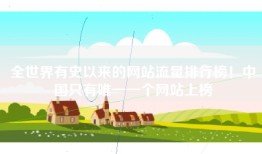 全世界有史以来的网站流量排行榜！中国只有唯一一个网站上榜