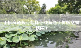 手机海通版（怎样下载海通手机版交易软件）