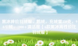 黑冰神价羽绒服，鹅绒，充绒量350克，90％绒，1000+清洁度【6款黑冰高性价比羽绒服】