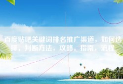 百度贴吧关键词排名推广渠道，如何选择，判断方法，攻略，指南，流程