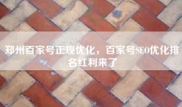 郑州百家号正规优化，百家号SEO优化排名红利来了
