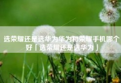 选荣耀还是选华为华为和荣耀手机哪个好「选荣耀还是选华为」