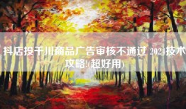 抖店投千川商品广告审核不通过 2024技术攻略!(超好用)