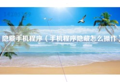 隐藏手机程序（手机程序隐藏怎么操作）