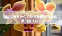 微信指数是什么，如何快速提升微信指数的方法技巧