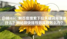 白杨SEO：刷百度搜索下拉关键词原理是什么？网站做快排导致降权怎么办？