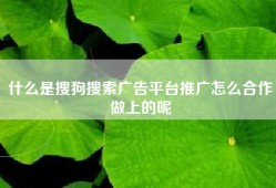 什么是搜狗搜索广告平台推广怎么合作做上的呢