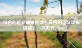 符合的近义词是什么？符合的近义词有哪些？一探究竟！!