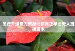 免费开通磁力聚星让你真正学会无人直播赚米
