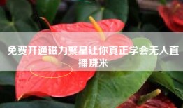 免费开通磁力聚星让你真正学会无人直播赚米