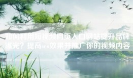 如何利用短视频网页入口网站提升品牌曝光？提高seo效果并推广你的视频内容