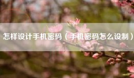 怎样设计手机密码（手机密码怎么设制）