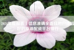 2024年度报表丨信息准确全面且用户体验好的原油配资平台排行