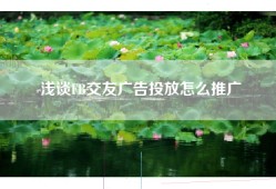 浅谈FB交友广告投放怎么推广