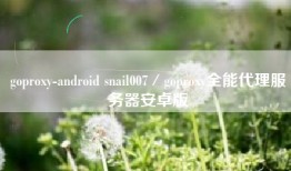 goproxy-android snail007／goproxy全能代理服务器安卓版