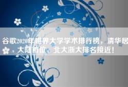 谷歌2020年世界大学学术排行榜，清华居大陆首位，北大浙大排名接近！
