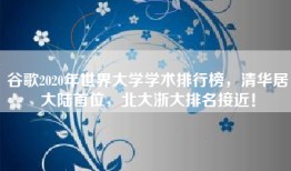 谷歌2020年世界大学学术排行榜，清华居大陆首位，北大浙大排名接近！