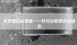 外贸独立站搭建——针对谷歌做优化排名