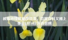 被曝给钱就能改词条，百度百科又摊上事｜5月10日坏消息榜