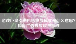 游戏巨量引擎广告投放模式是什么意思？抖音广告投放收费标准