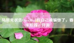 马斯克状告OpenAI，称自己被骗惨了，要求赔钱、开源