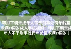 韩拟下调未成年人不予刑事处罚年龄至未满13周岁成人手机视频「韩拟下调未成年人不予刑事处罚年龄至未满13周岁」