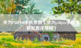 华为P30PRO手机参数（华为p30pro手机参数配置详细图）