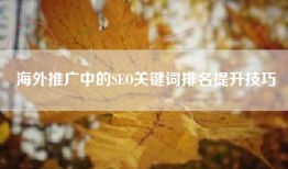 海外推广中的SEO关键词排名提升技巧