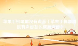苹果手机录屏没有声音（苹果手机录屏没有声音怎么恢复声音）