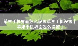 苹果手机界面怎么设置苹果手机设置「苹果手机界面怎么设置」