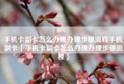 手机卡副卡怎么办理办理步骤流程手机副卡「手机卡副卡怎么办理办理步骤流程」