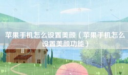 苹果手机怎么设置美颜（苹果手机怎么设置美颜功能）