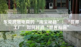 东莞跨境电商的“淘宝秘籍”：“世界工厂”如何打造“世界橱窗”
